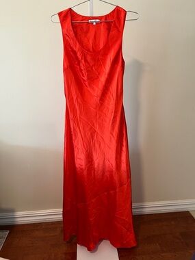 Reformation Silk Bright Red Midi Slip Dress